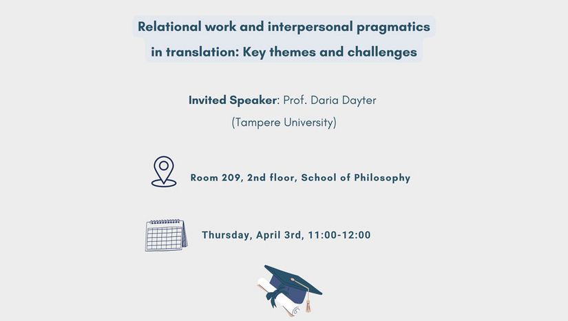 Διάλεξη “Relational work and interpersonal pragmatics in translation: Key themes and challenges” - Prof. Daria Dayter